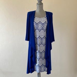 R&M Richards jacket and Printed MIDI Lace Dress